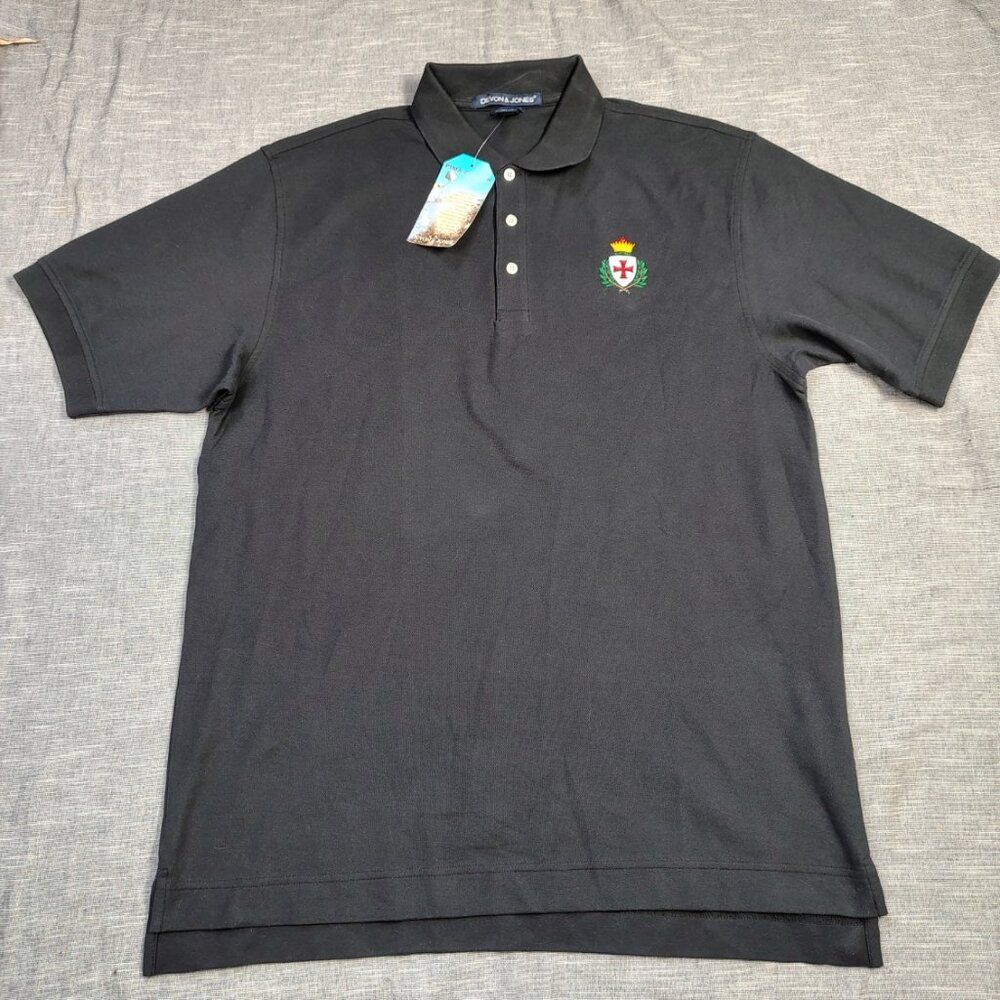 Devon & Jones Polo Shirt Size‎ XL Black Pima Cotton Short Sleeve Golf